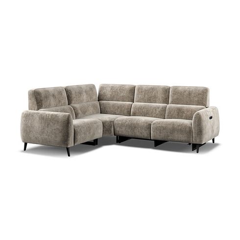 Juliette Right Hand Corner Sofa With One Recliner and Power Headrest in Descent Taupe Fabric