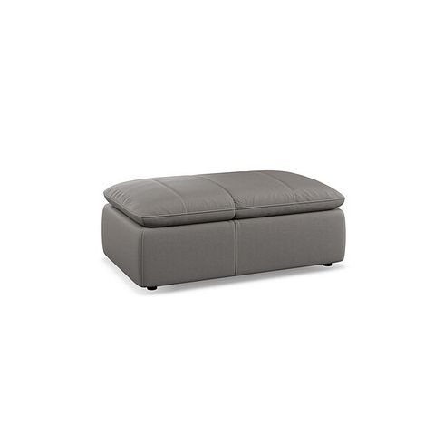 Juliette Storage Footstool Chair in Elephant Grey Leather