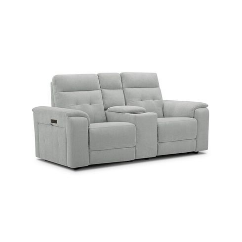 Juno 2 Seater Electric Recliner Sofa With Wireless Charging Console and Power Headrests in Amigo Dove Fabric