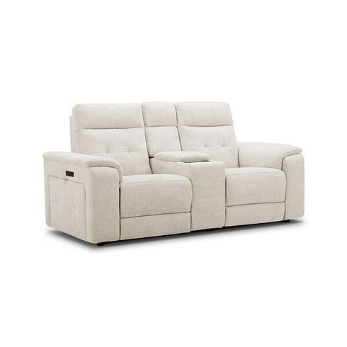 Juno 2 Seater Electric Recliner Sofa With Wireless Charging Console and Power Headrests in Hopsack Natural Fabric