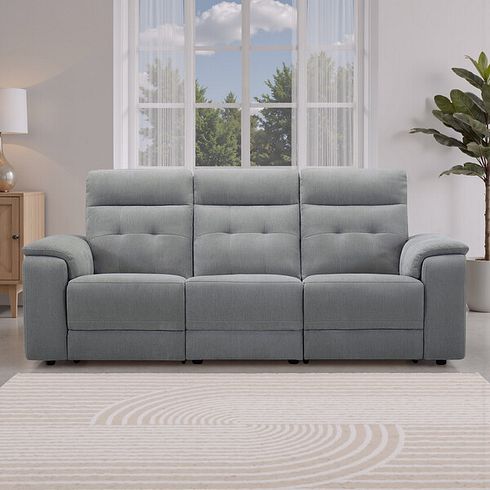 Juno 3 Seater Electric Recliner Sofa With Power Headrests in Amigo Granite Fabric