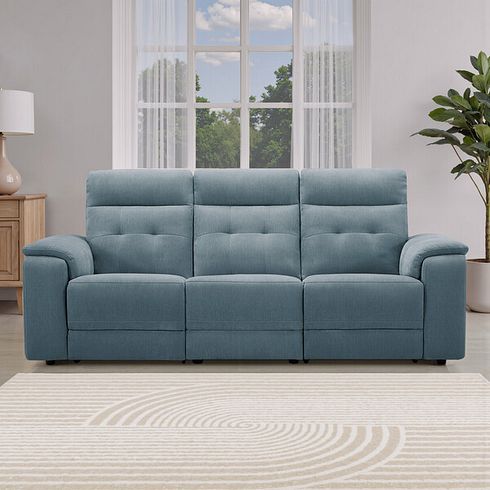 Juno 3 Seater Electric Recliner Sofa With Power Headrests in Amigo Mineral Fabric
