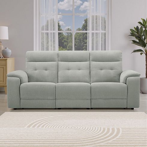 Juno 3 Seater Electric Recliner Sofa With Power Headrests in Amigo Sage Fabric