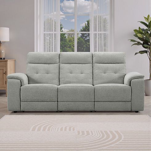 Juno 3 Seater Electric Recliner Sofa With Power Headrests in Hopsack Dove Fabric