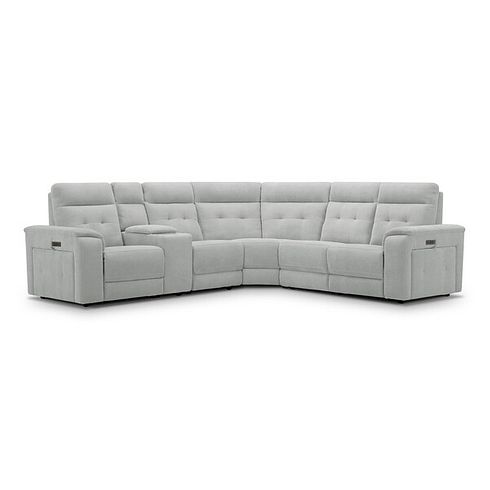 Juno Large Corner Electric Recliner Sofa With Wireless Charging Console and Power Headrests in Amigo Dove Fabric
