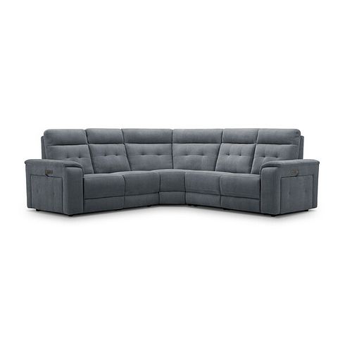 Juno Large Corner Electric Recliner Sofa With Power Headrests in Amigo Coal Fabric