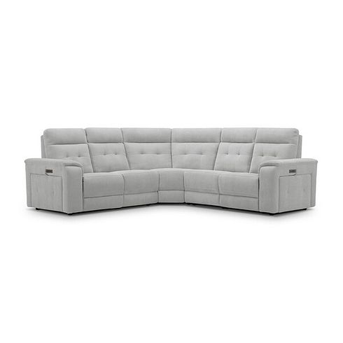 Juno Large Corner Electric Recliner Sofa With Power Headrests in Amigo Dove Fabric