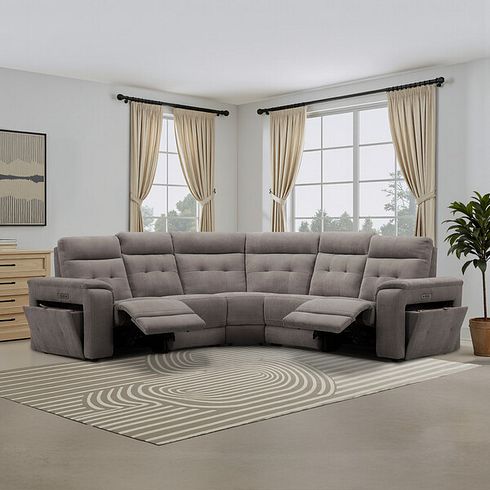 Juno Large Corner Electric Recliner Sofa With Power Headrests rest in Amigo Cocoa Fabric