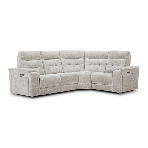 Juno Left Hand Corner Electric Recliner Sofa With Power Headrests in Koto Turtle Dove Fabric