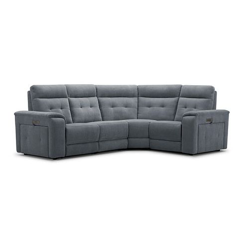 Juno Left Hand Corner Electric Recliner Sofa With Power Headrests in Amigo Coal Fabric