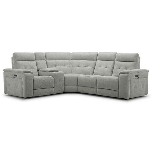 Juno Right Hand Corner Electric Recliner Sofa With Wireless Charging Console and Power Headrests in Hopsack Dove Fabric