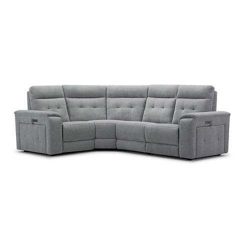 Juno Right Hand Corner Electric Recliner Sofa With Power Headrests in Amigo Granite Fabric