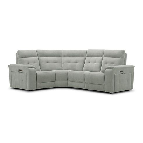 Juno Right Hand Corner Electric Recliner Sofa With Power Headrests in Amigo Sage Fabric