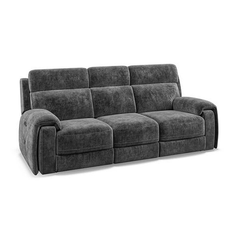 Leo 3 Seater Recliner Sofa with Adjustable Headrests in Descent Charcoal Fabric