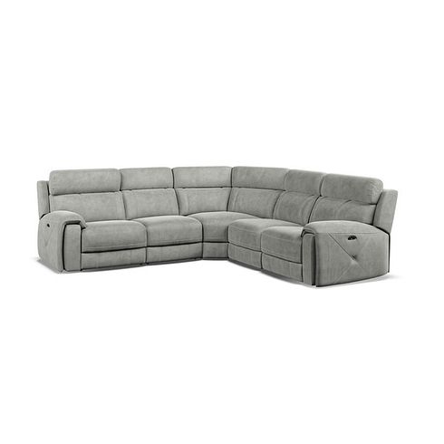 Leo Large Corner Recliner Sofa with Adjustable Headrests in Billy Joe Dove Grey Fabric