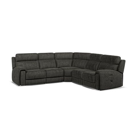 Leo Large Corner Recliner Sofa with Adjustable Headrests in Billy Joe Grey Fabric