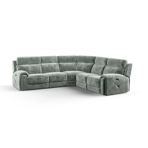 Leo Large Corner Recliner Sofa with Adjustable Headrests in Descent Pewter Fabric