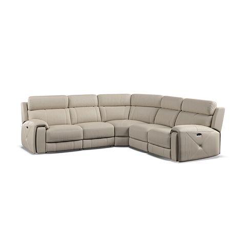 Leo Large Corner Recliner Sofa with Adjustable Headrests in Pebble Leather