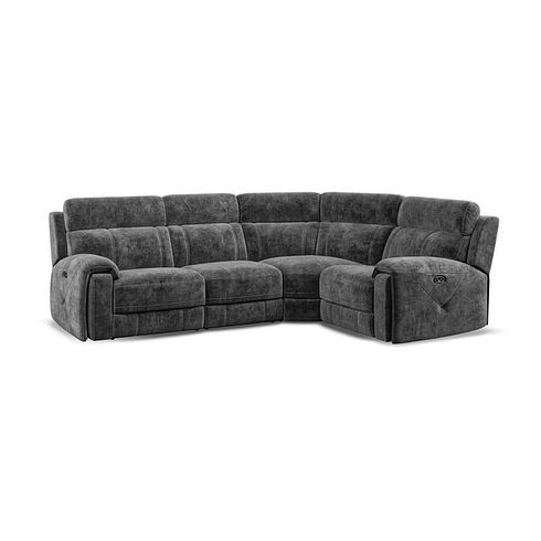 Leo Left Hand Corner Recliner Sofa in Descent Charcoal Fabric