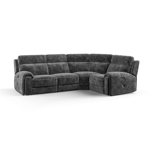 Leo Left Hand Corner Recliner Sofa in Descent Charcoal Fabric