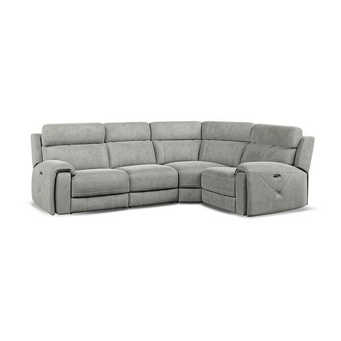 Leo Left Hand Corner Recliner Sofa with Adjustable Headrests in Billy Joe Dove Grey Fabric