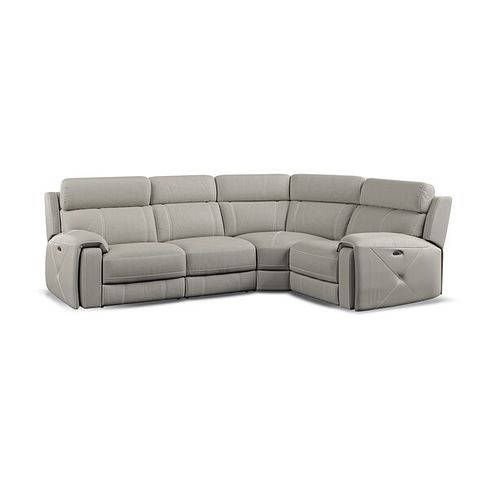 Leo Left Hand Corner Recliner Sofa with Adjustable Headrests in Taupe Leather