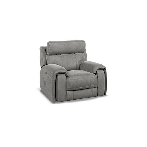Leo Recliner Armchair with Adjustable Headrest in Maldives Dark Grey Fabric