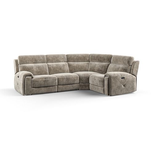 Leo Right Hand Corner Recliner Sofa in Descent Taupe Fabric