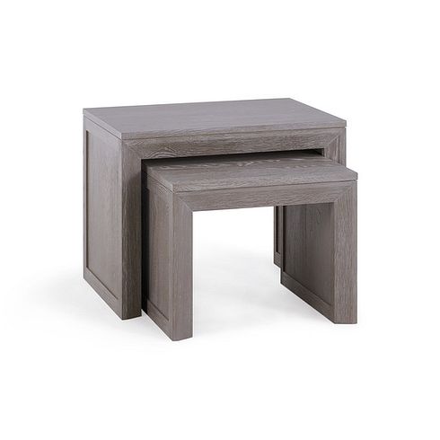 Willow Light Grey Nest of 2 Tables - Solid Oak