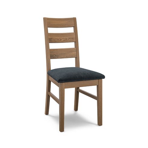 Linear Antique Finish Oak Chair with Verona Charcoal Fabric Seat