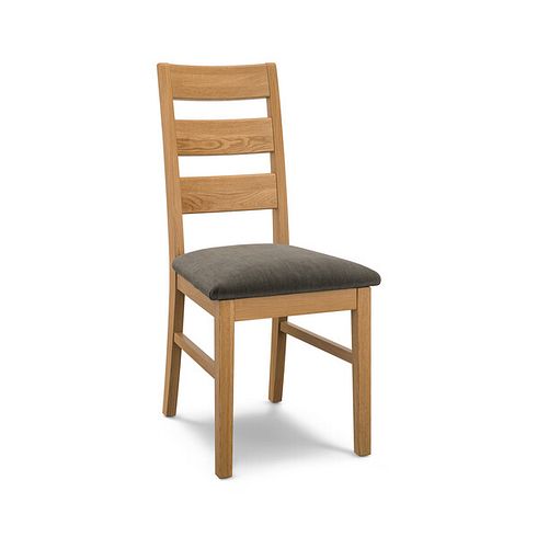 Linear Natural Oak Chair with Verona Chocolate Fabric Seat