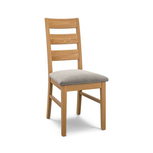 Linear Natural Oak Chair with Verona Mocha Fabric Seat