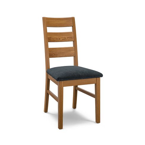Linear Rustic Oak Chair with Verona Charcoal Fabric Seat