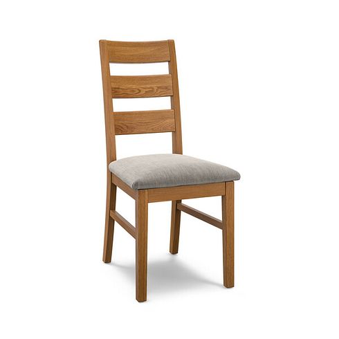 Linear Rustic Oak Chair with Verona Mocha Fabric Seat