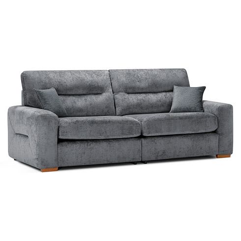 Lorenzo 4 Seater Sofa in Paolo Grey Fabric with Seal Scatter Cushions