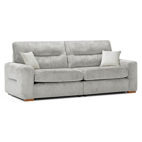 Lorenzo 4 Seater Sofa in Paolo Silver Fabric with Oyster Scatter Cushions