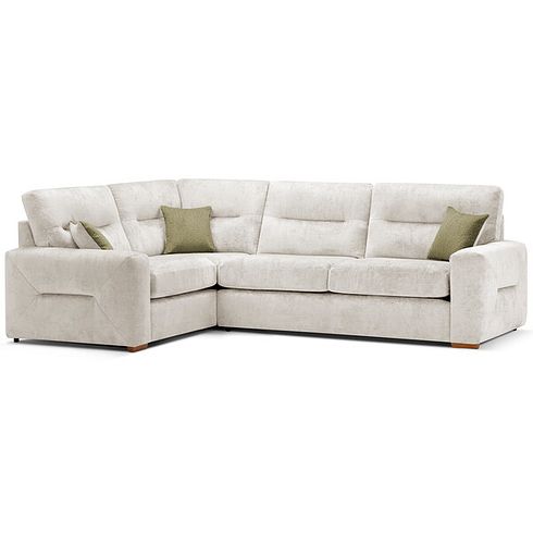 Lorenzo Right Hand Corner Sofa in Paolo Cream Fabric with Fern Scatter Cushions