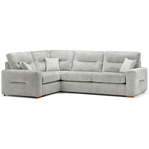 Lorenzo Right Hand Corner Sofa in Paolo Silver Fabric with Oyster Scatter Cushions