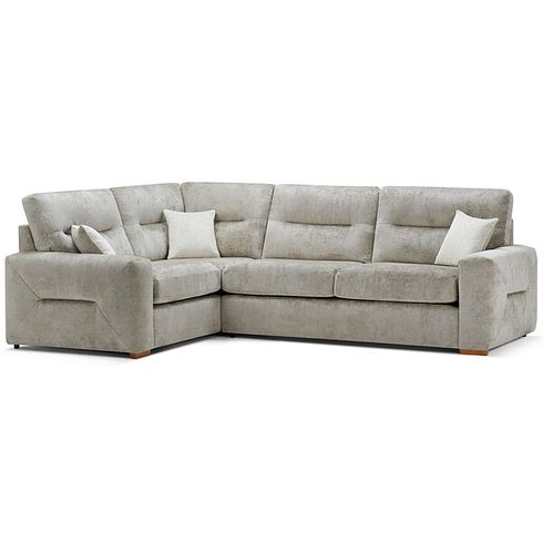 Lorenzo Right Hand Corner Sofa in Paolo Truffle Fabric with Oyster Scatter Cushions