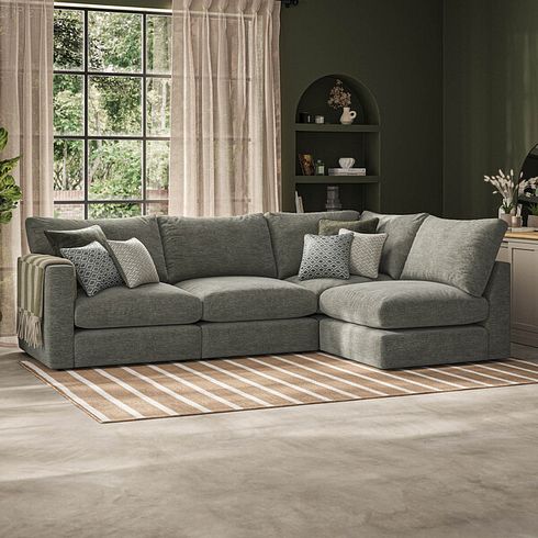 Malvern 4 Seat Left Hand Modular Corner Sofa in Olive Green fabric - Group 4