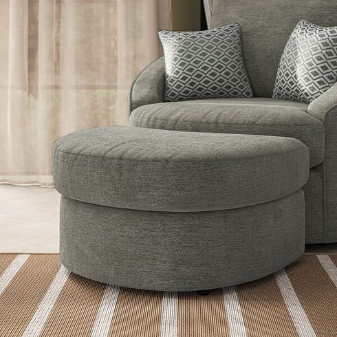 Malvern Half Moon Footstool in Olive Green fabric