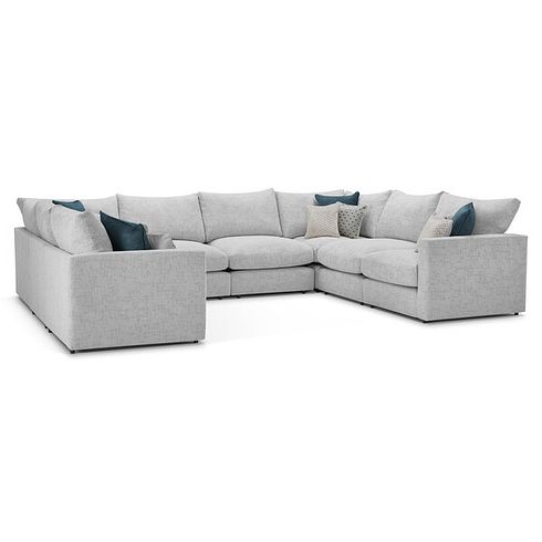 Malvern Large U-Shape Modular Corner Sofa in Silver fabric - Group 11