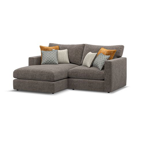 Malvern Modular 2 Seater Left Hand Compact Chaise Sofa in Brown fabric - Group 12
