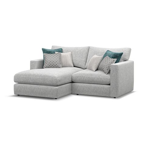 Malvern Modular 2 Seater Left Hand Compact Chaise Sofa in Silver fabric - Group 12