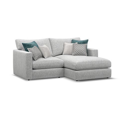 Malvern Modular 2 Seater Right Hand Compact Chaise Sofa in Silver fabric - Group 13