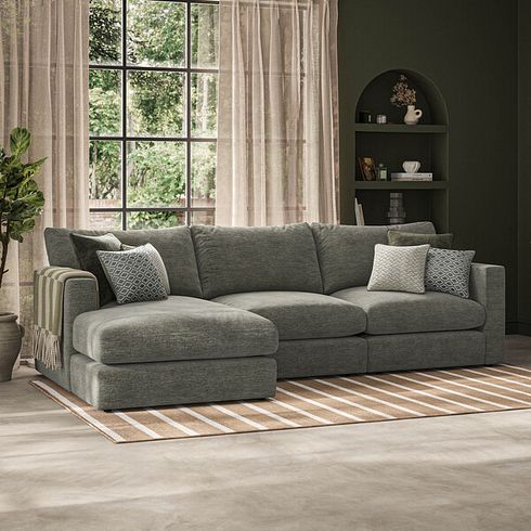 Malvern Modular 3 Seater Left Hand Chaise Sofa in Olive Green fabric - Group 14