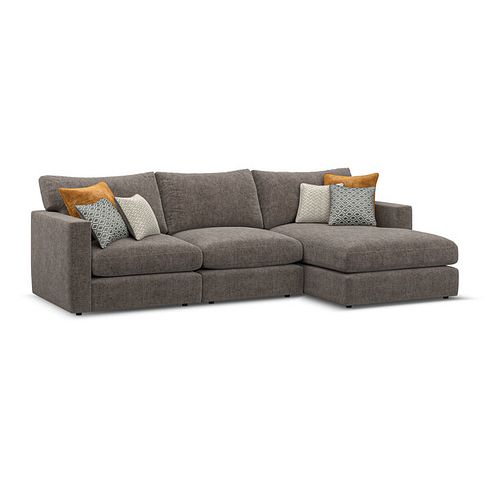 Malvern Modular 3 Seater Right Hand Chaise Sofa in Brown fabric - Group 15