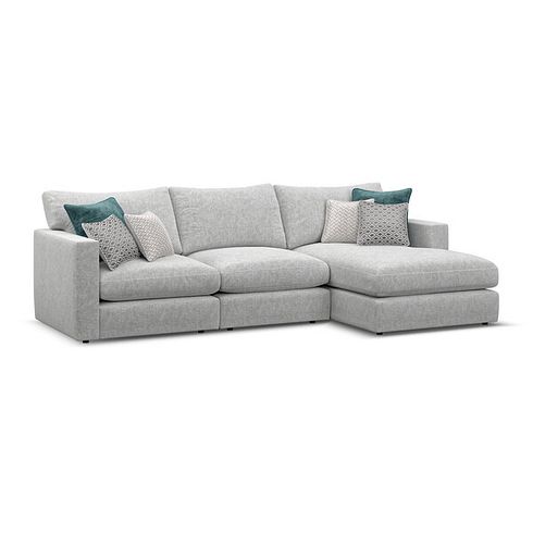 Malvern Modular 3 Seater Right Hand Chaise Sofa in Silver fabric - Group 15