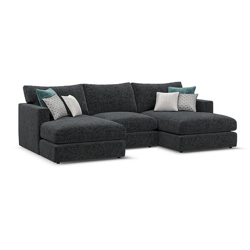 Malvern Modular 3 Seater U-Shape Chaise Sofa in Charcoal fabric - Group 16