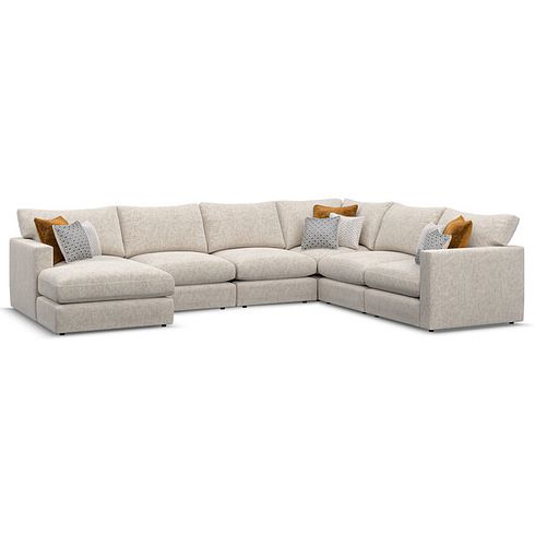Malvern  Modular 6 Seater Left Hand Corner Sofa with Chaise in Beige fabric - Group 18